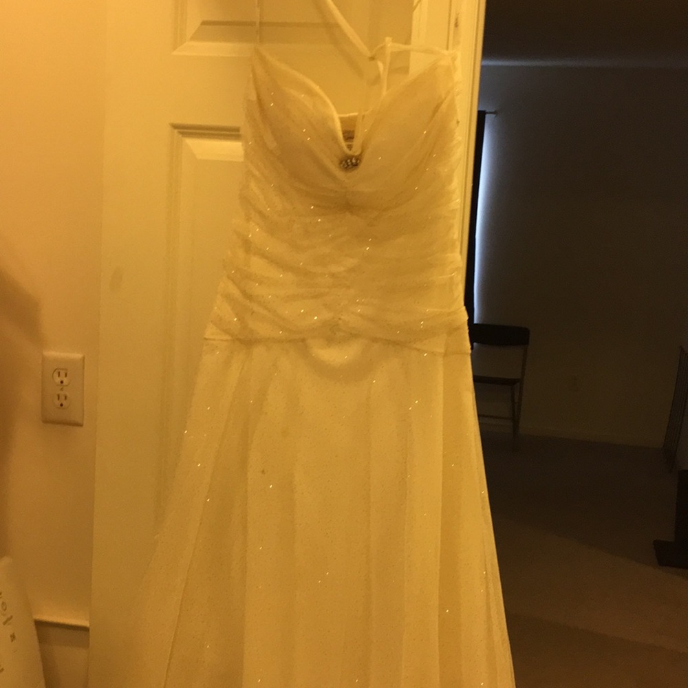 Strapless ivory sparkly dress
